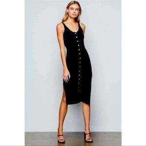 Good American Black Button Midi Dress
